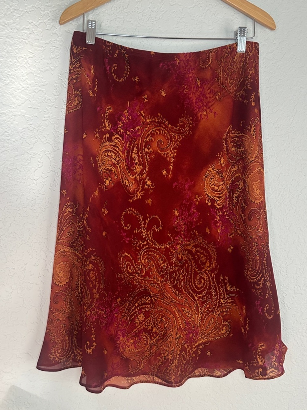 Coldwater Creek Paisley Rust 2pc Skirt Set Flowy Fall Fairy Forest Size 16 - Picture 2 of 6